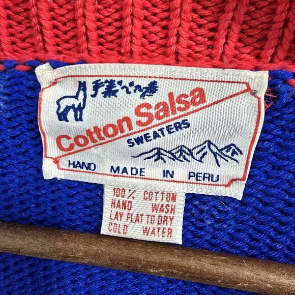 Vintage Sweater Mens Large Womens XL Cardigan Golf Golfing Peru Cotton Salsa - Picture 3 of 12